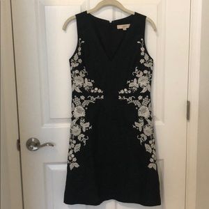 Black Dress with White Floral Design